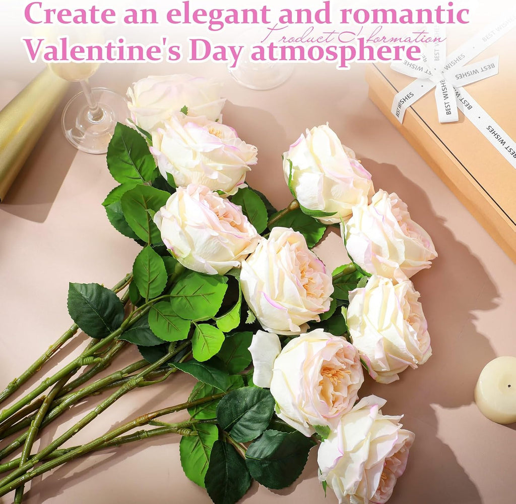 Peonies Artificial Realistic Touch Flowers, Flesh Pink - Set of 10
