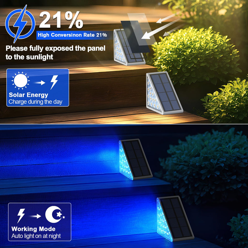 LED Solar Step Lights Waterproof Outdoor Stair Lights, Solar Deck Lights Outdoor Decor IP67 Solar Decoration Lights