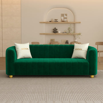 83'' Sofa Chesterfield Upholstered Modern Couch with 2 Pillows Sofa Apartment(Green)