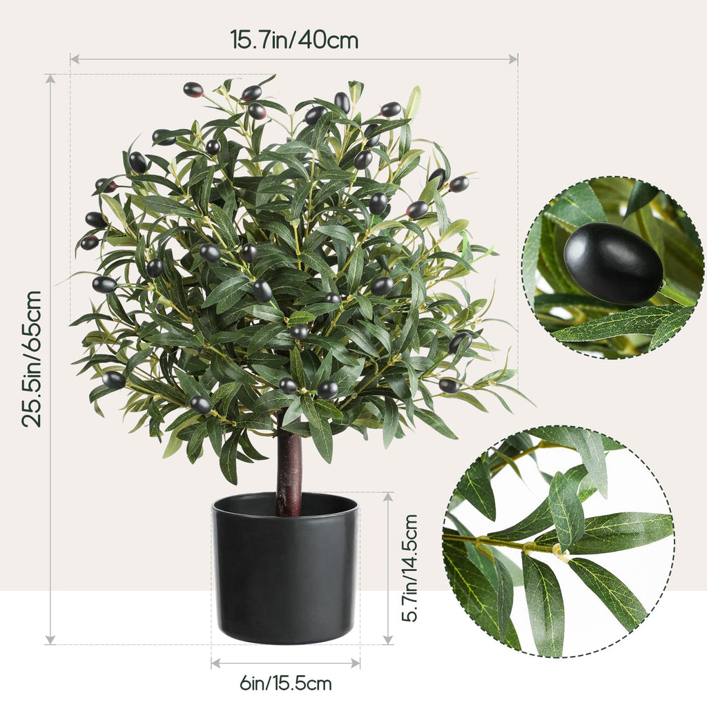 25" Tall Artificial Olive Topiary Ball Tree Set of 2 Pack