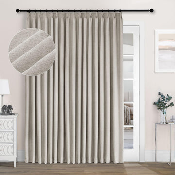 100" Wx84 L Pinch Pleated Curtains for Sliding Door Room Divider 100% Blackout Insulated Chenille Curtains Living