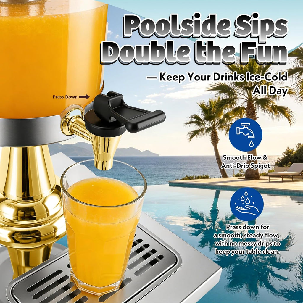 4.2 Gallon Drink Dispensers for Parties, 2 x 2.1 Gal Leakproof Beverage Dispenser with Stainless Steel Stand, Spigot