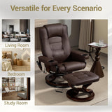 Modern Reclining Lounge Chair — Brown PU Leather
