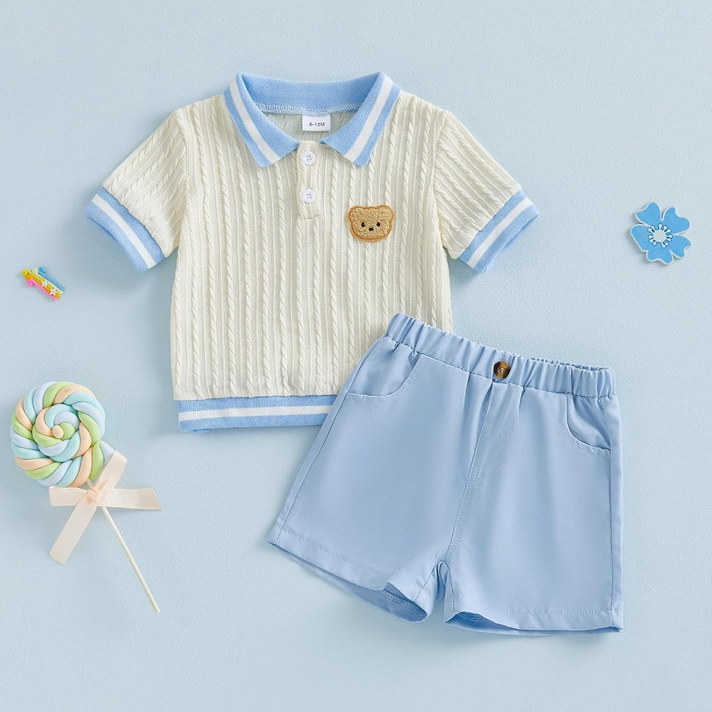 Toddler Baby Boy Clothes Button-Down Shirt Tops + Kids Shorts Set Cute Casual Toddler Boy Summer Clothes