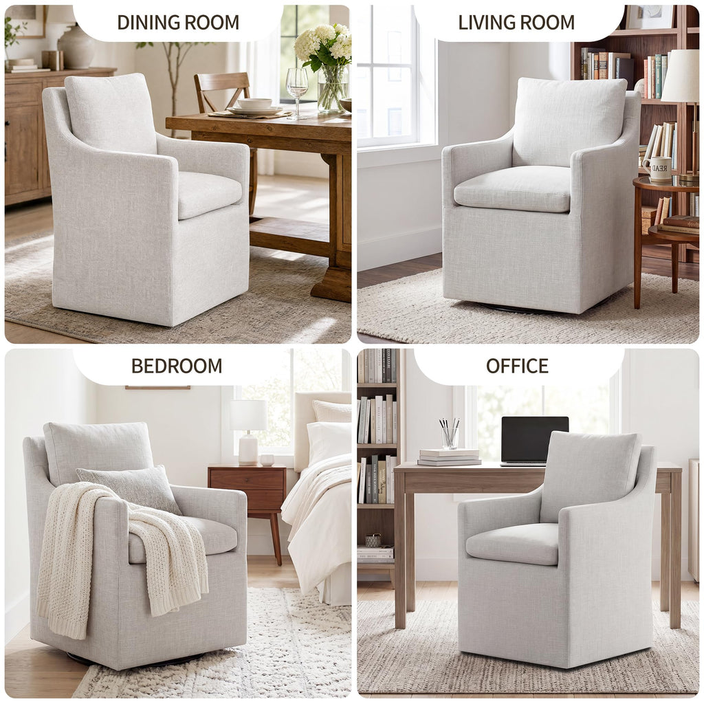 Upholstered with Casters, Linen Set of 4