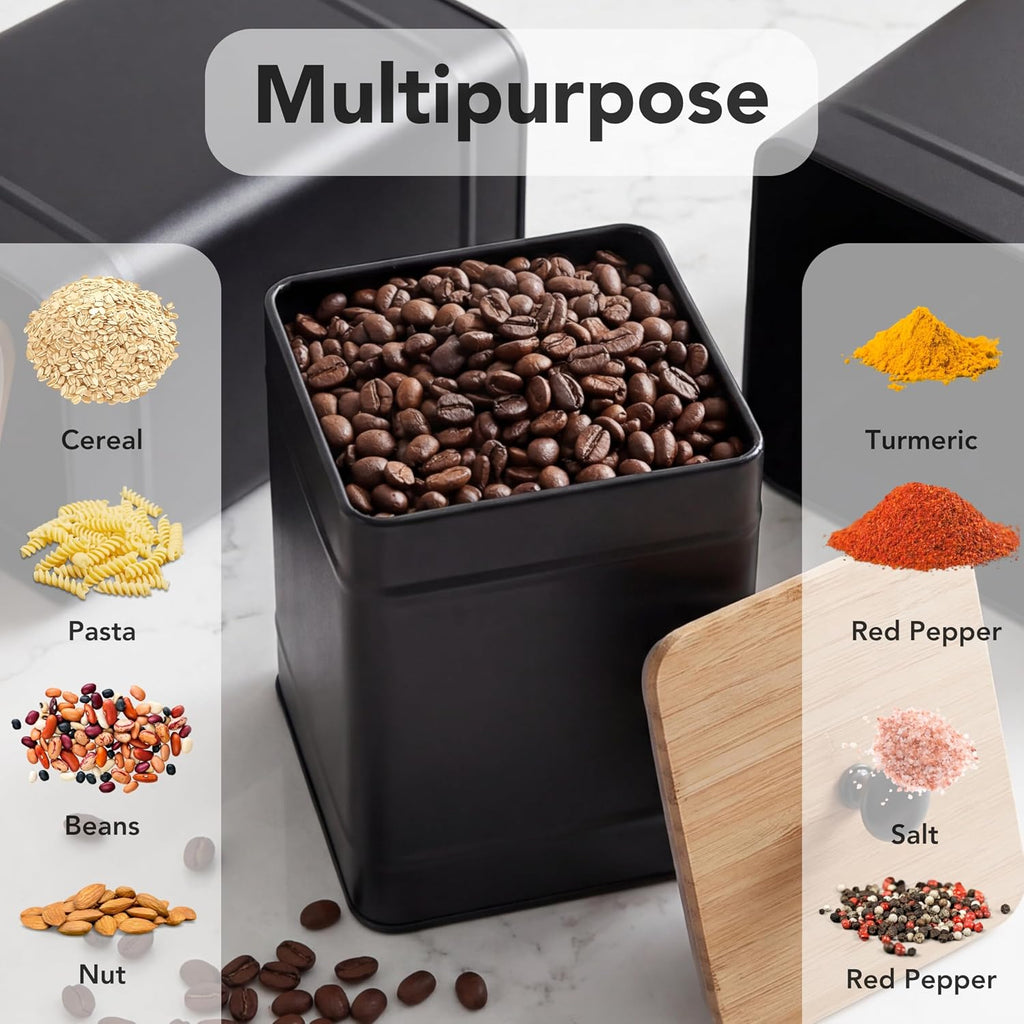 Kitchen Canisters, Airtight Canister Sets Counter, Kitchen Canisters for Countertop, Coffee Tea Sugar Flour - Set of 4