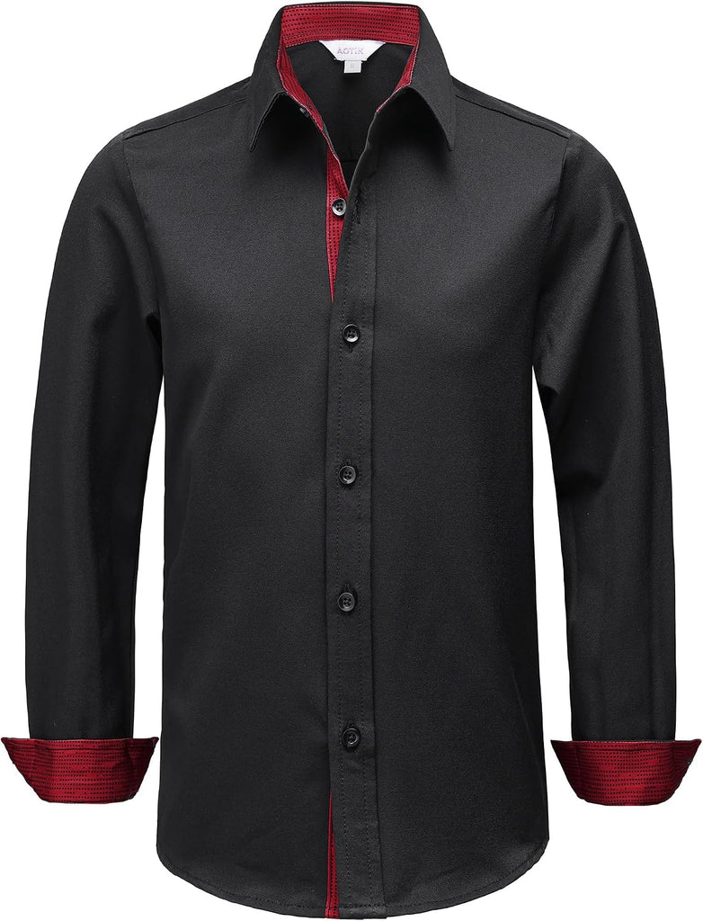 Boys Stretch Dress Shirts Wrinkle Free Long Sleeve Button Down Shirts