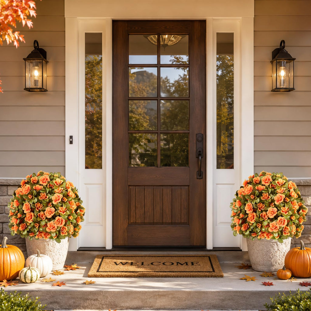 Artificial Mums for Outdoors, Fake Bushes Topiary Ball Fall Decor