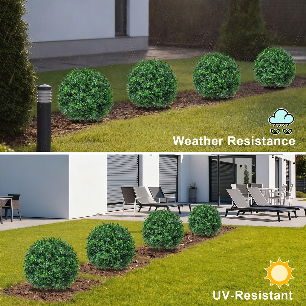 2Pcs Artificial Boxwood Topiary Ball Trees, Faux Boxwood Shrubs