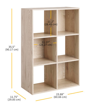 6 Cube Bookcase Storage Organizer, 3 Tier Stackable MDF Bookshelf, Open Storage Display Shelf, Storage Cabinet