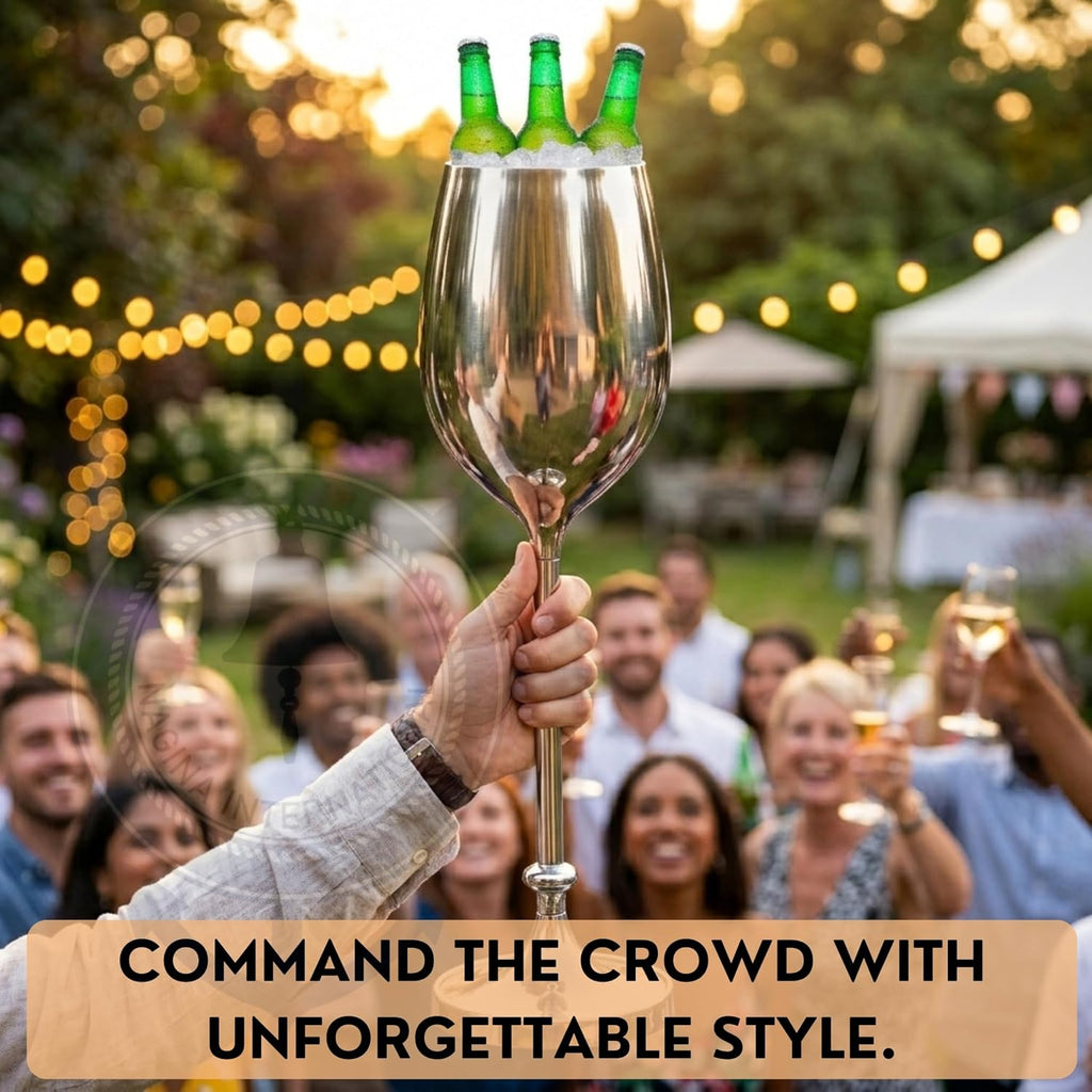 Large Champagne Glass Premium Aluminum Free Standing Nickel Plated Wine Chiller | Wine Coolers & Cellar With Ice