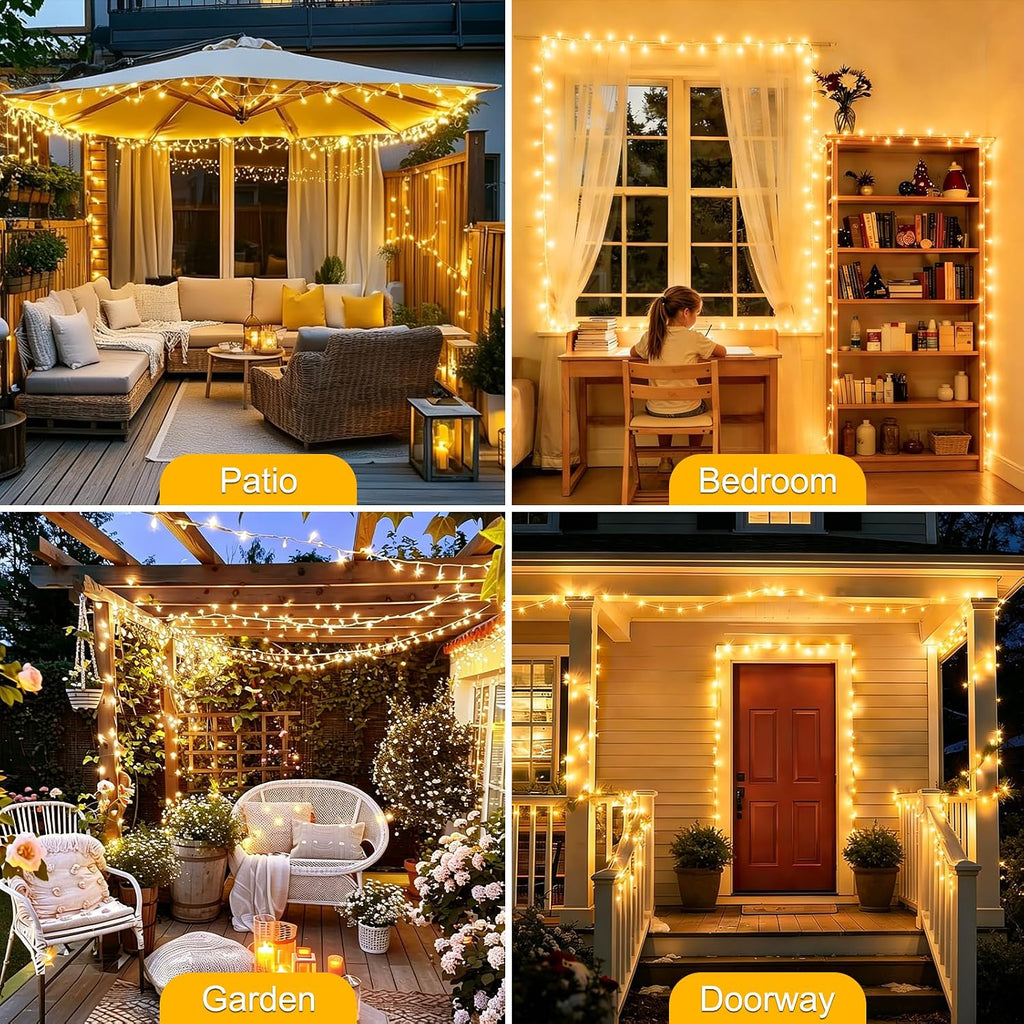 200FT 600LED Christmas Lights Plug ,Warm White Waterproof Fairy Lights with Timer/8 Modes, Christmas Tree Lights