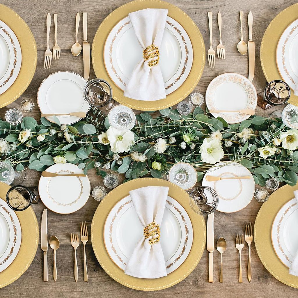 Gold Charger Plates, Round Plate Chargers with Beaded Rim - Set of 12