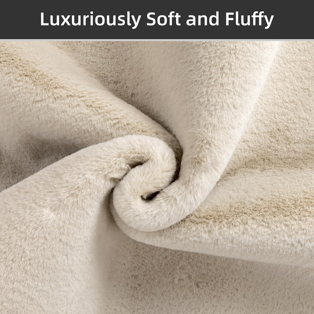 Faux Rabbit Fur Area Rugs Non Slip Washable