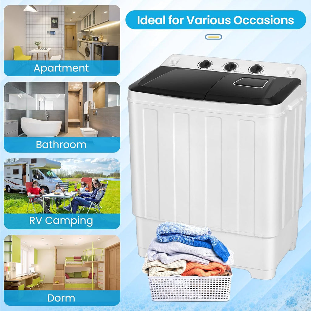 Portable Washing Machine 30Lbs Capacity Washer and Dryer Combo 2 In 1 Compact Twin Tub Laundry Washer (19Lbs) &