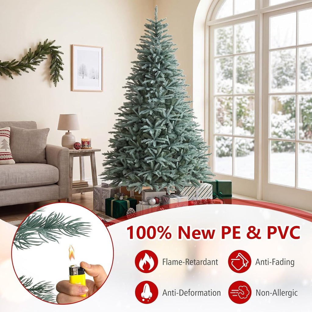 8ft Artificial Spruce Christmas Tree with 1765 Lush Branch Tip