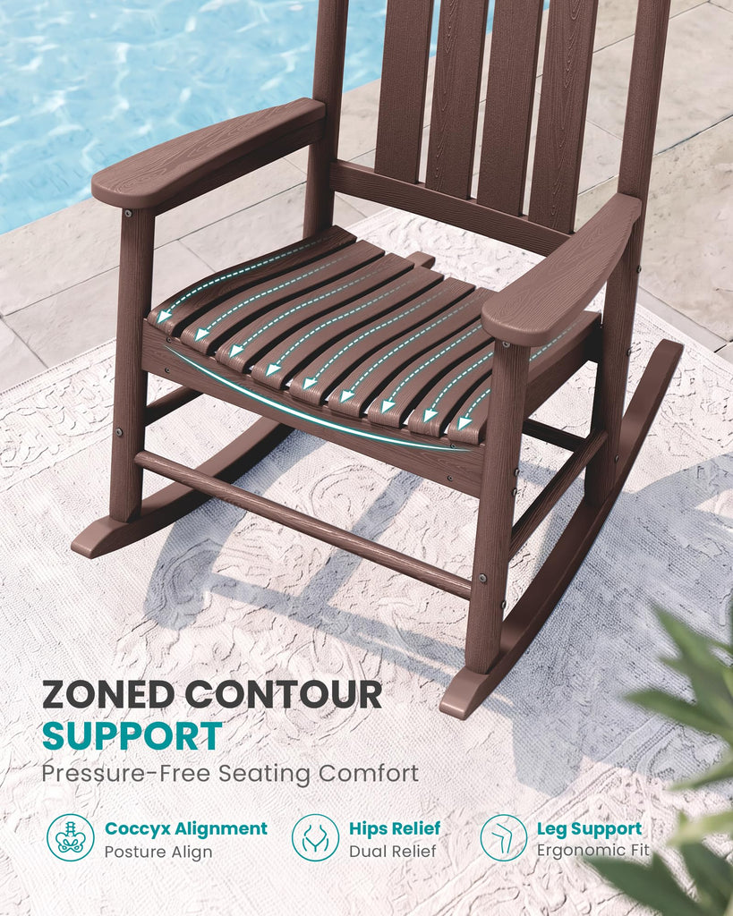 Rocking Chair Outdoor, Comfortable Rocker for Adults, Brown