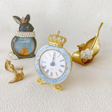 Vintage Mini Analog Table Clock, Silent Crown Table Clock with Hand-Painted Metal Body and Battery Operated Non-Ticking Core for Shelf,...