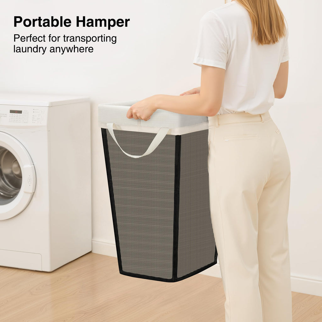75L Laundry Hamper, Space Saving Freestanding Clothes Basket with Iron Frame, Dirty Clothes Storage Bin with