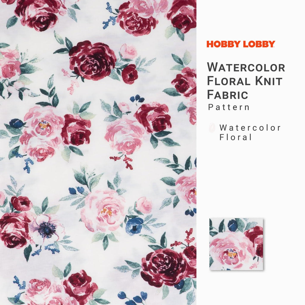 Watercolor Floral Knit Fabric, 1 Yard