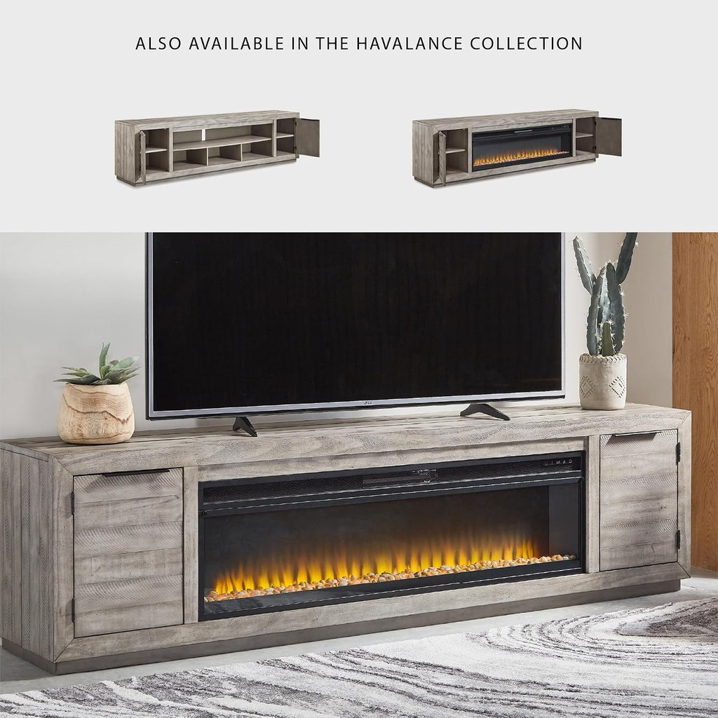 92" TV Stand with Electric Fireplace for TVs up to 105", Gray