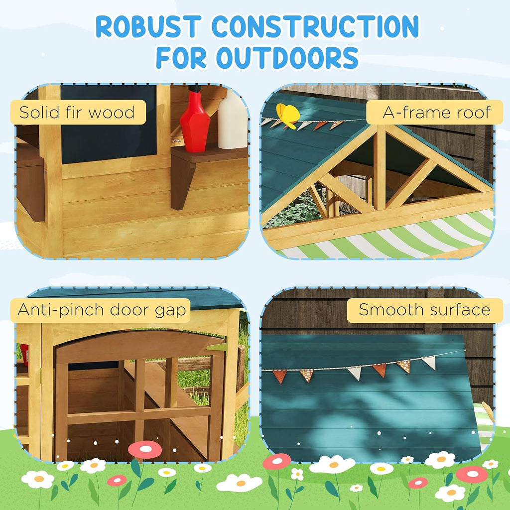 Robust Foldable Playhouse with Full Glass Windows, Operable Hinged Door, Convenient Snack Station, Waterproof Roof