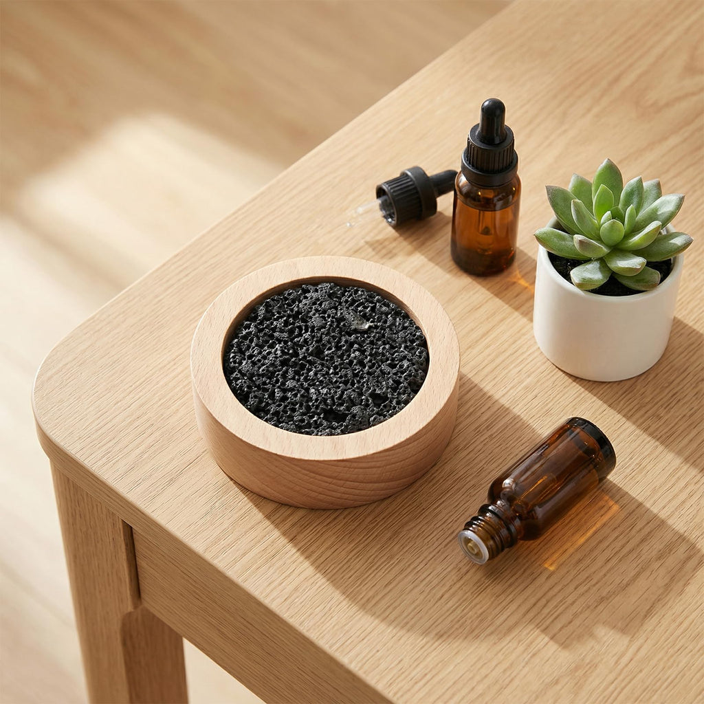 5 Pcs Small Passive Lava Rock Diffuser Essential Oil Aromatherapy Stone Compact Wood Bas, Desk, Car and Gifts
