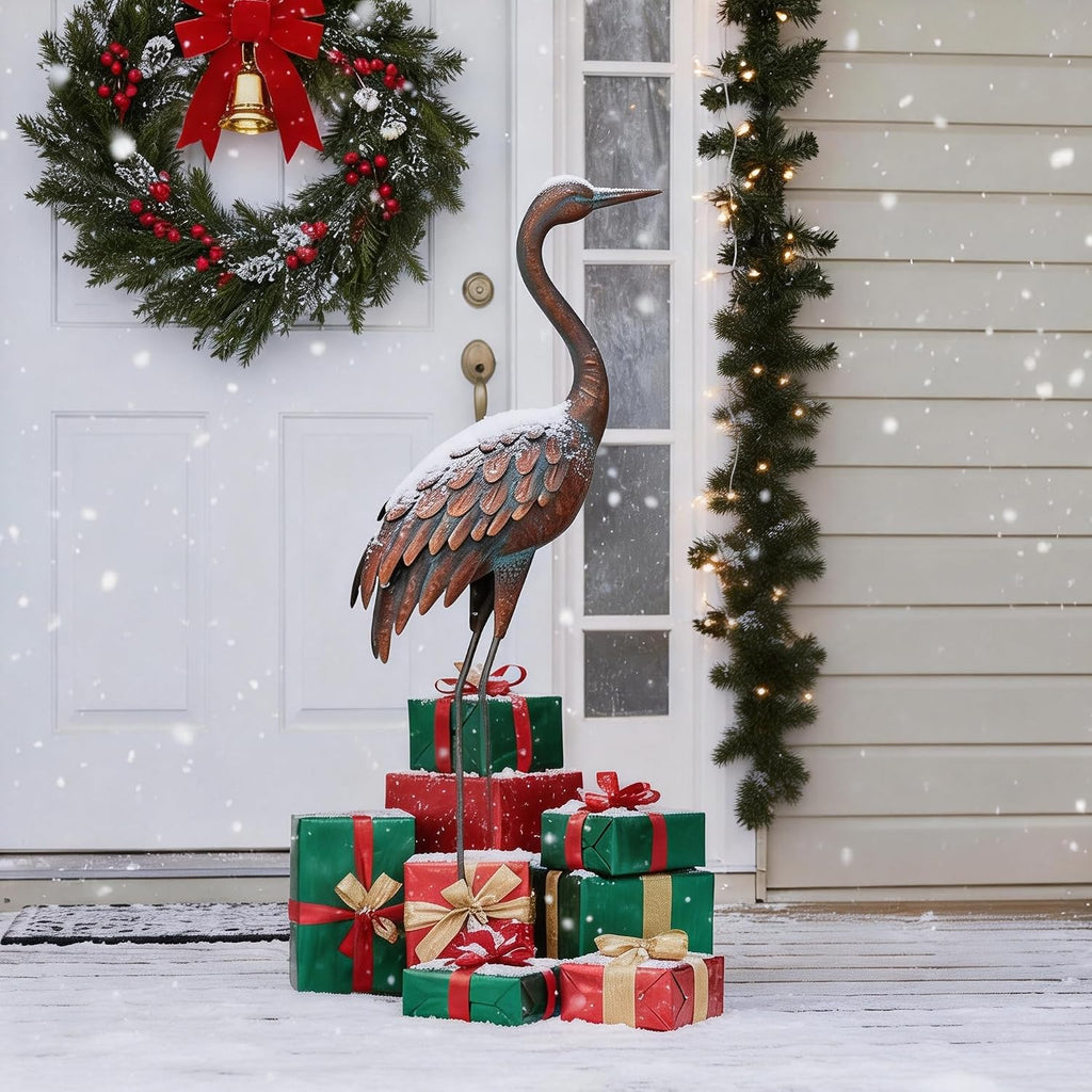 Outdoor Garden Crane Statues and Sculptures Metal Yard Art Statue for Garden Decoration Large Size