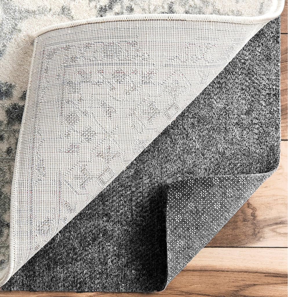 2x4 Feet Gray Rug Pad - 1/3 Inch Thick, Non-Slip, Cushioned Grip for Hard Floors - Set of 8