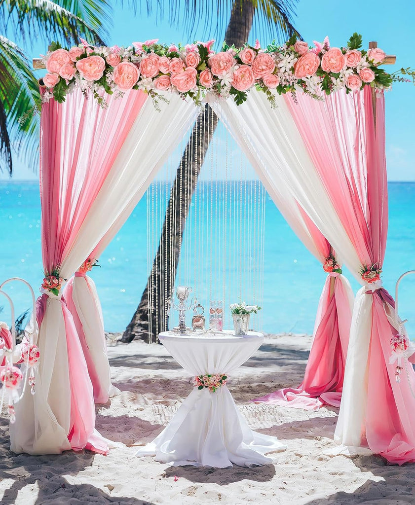 Artificial Peony Flower Garland - Silk Peony Garland with Pink Flowers for Wedding Party Table - Set of 12