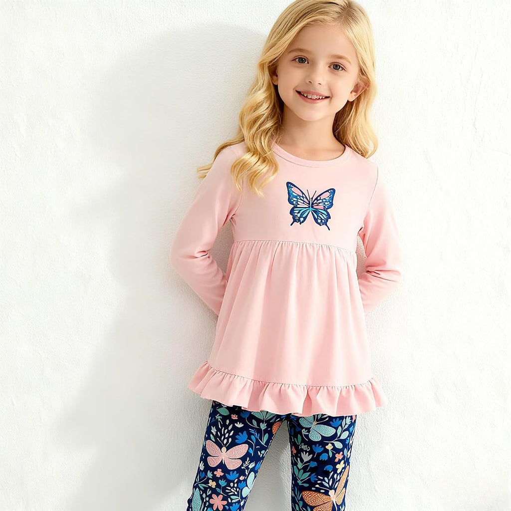Kid Girl Clothes Ruffle Sleeve Top Floral Allover Pants Fall Outfit Set
