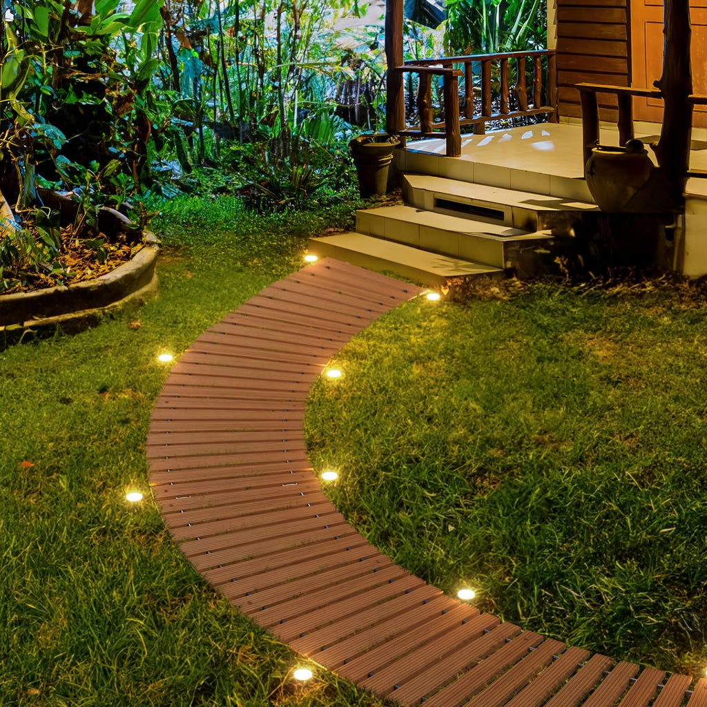 8.5FT Wooden Garden Pathway, Roll Out Decorative Straight Walkway, Non-Slip Patio Boardwalk Pavers for