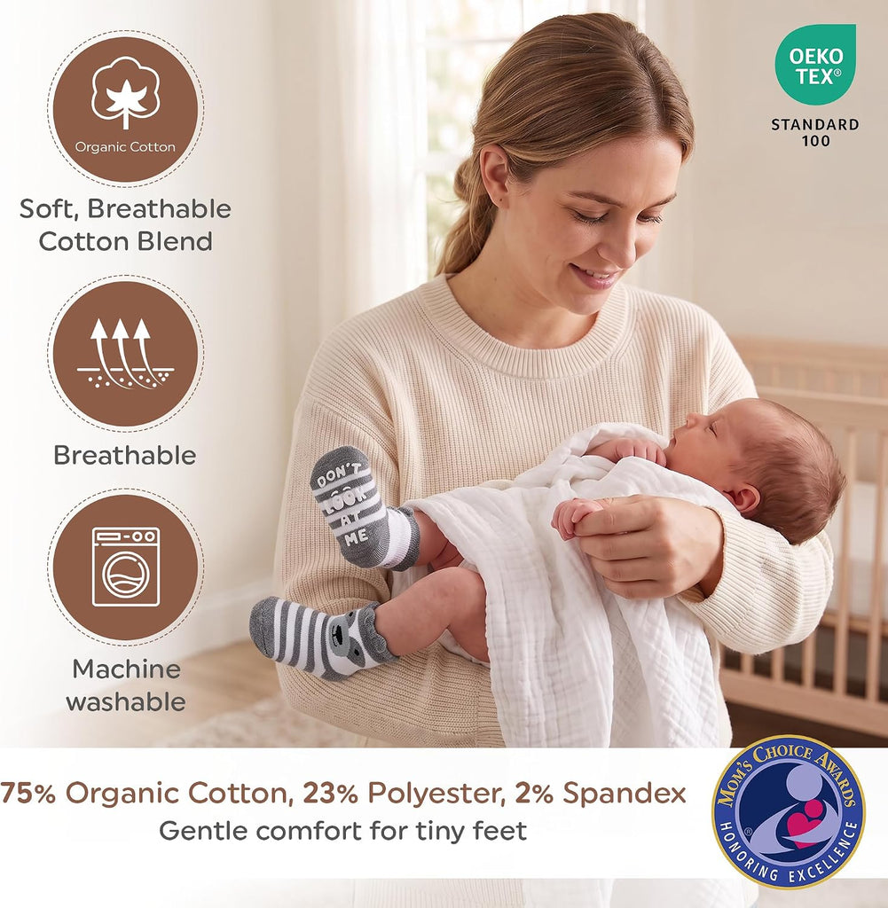 Organic Cotton Blend 8 Baby Socks 0 Non Slip Newborn Essentials