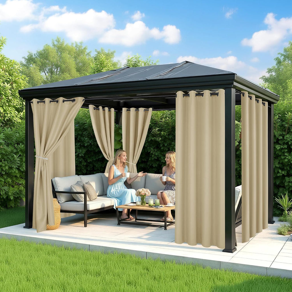 Outdoor Curtains Waterproof, 6 Drape Panels, Sun Shades | Privacy & Weatherproof, Outside Curtains for Porch, Gazebo