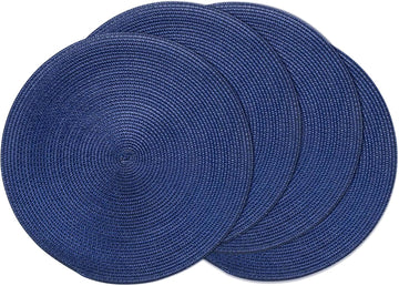 Round Placemats Heat Resistant Washable Non-Slip Woven Braided Table Mats for Dining Table Kitchen & Home - Set of 4