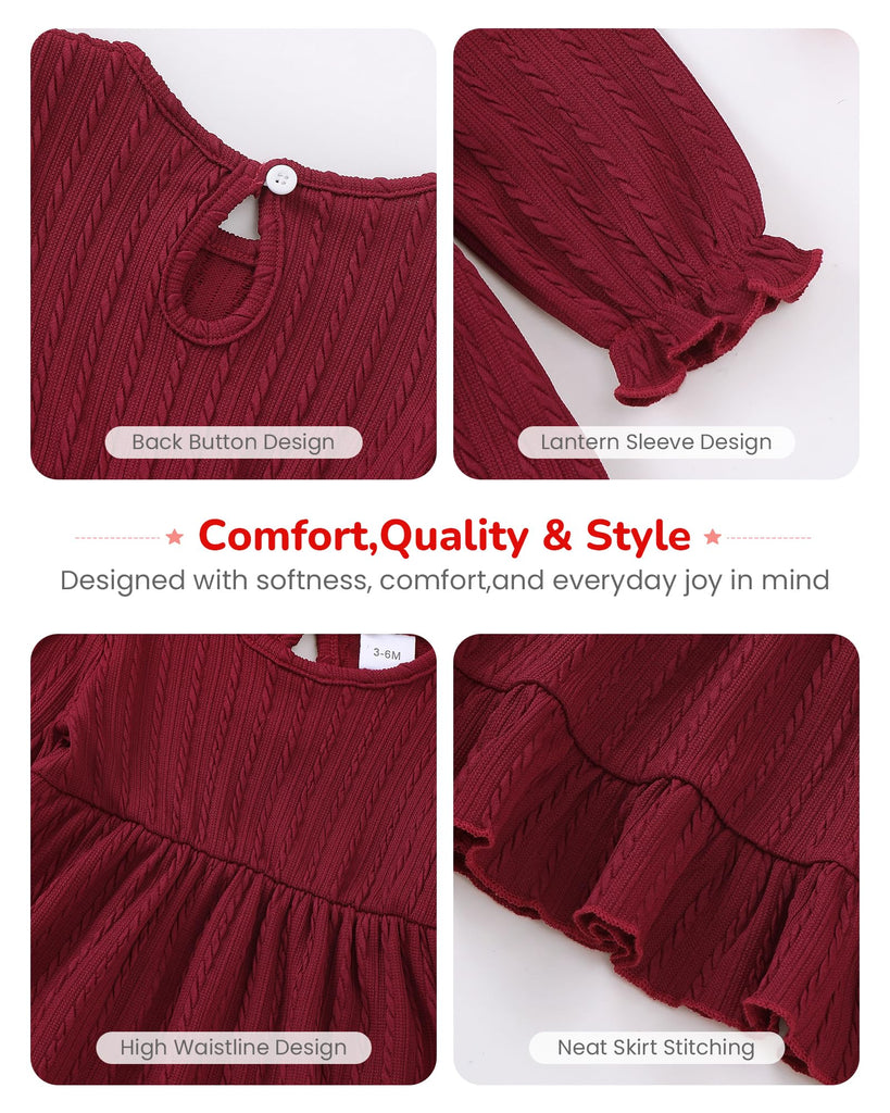 Toddler Baby Dress 18 Fall Red Long Sleeve Casual Dresses