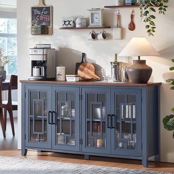 63" Farmhouse Sideboard Buffet Cabinet with Storage, Navy Blue