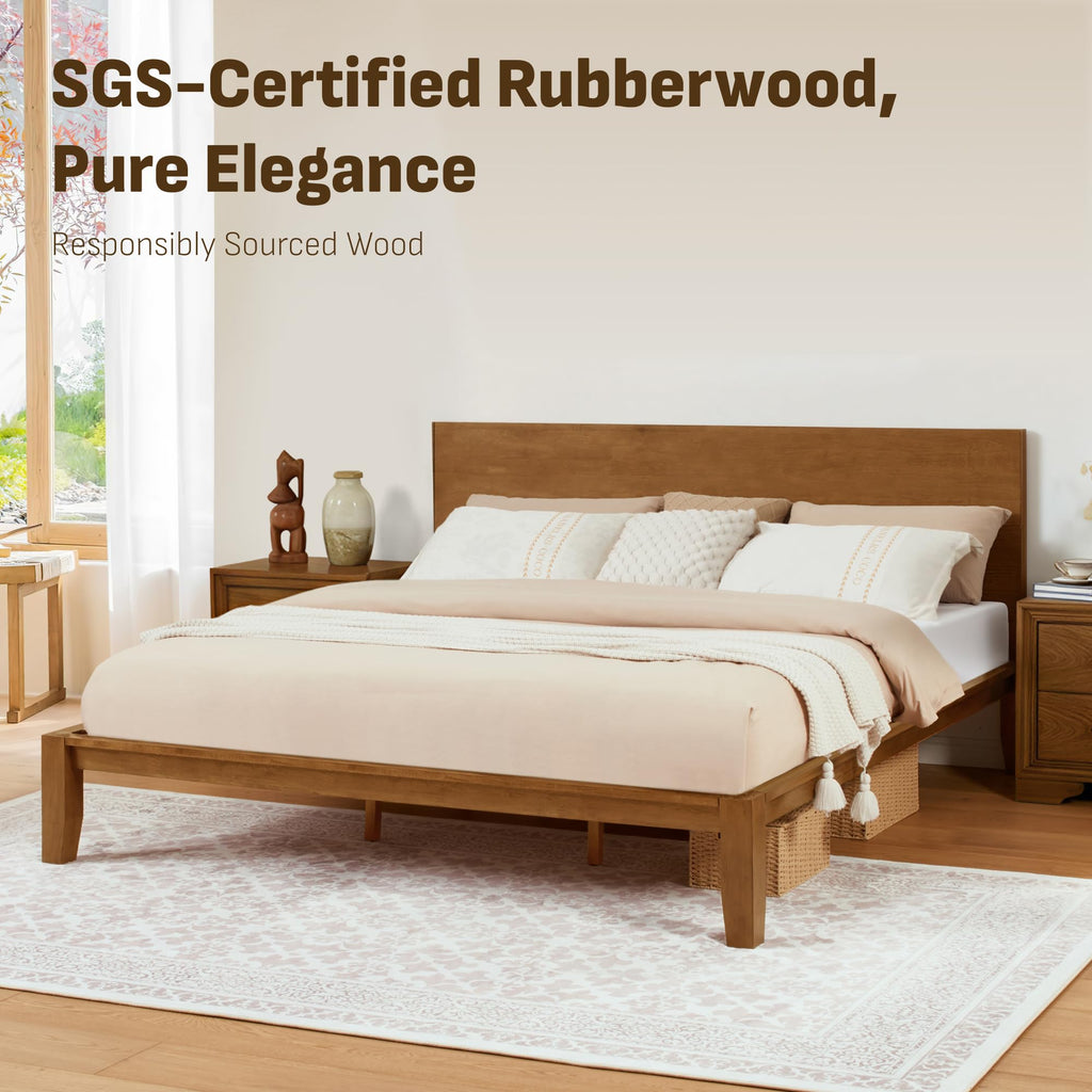 Mikor King Japanese Joinery Bed Frame, Solid Wood, No-Tool Setup