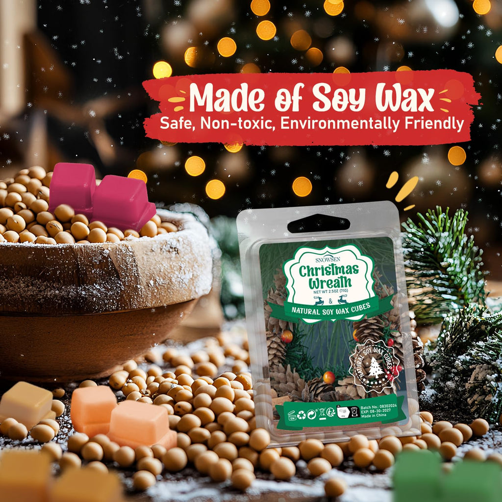Christmas Wax Melts, 8 Pack Winter Scented Wax Cubes, Soy Wax Cubes Strong Scent, Wax Melts Tarts for Warmer - Apple