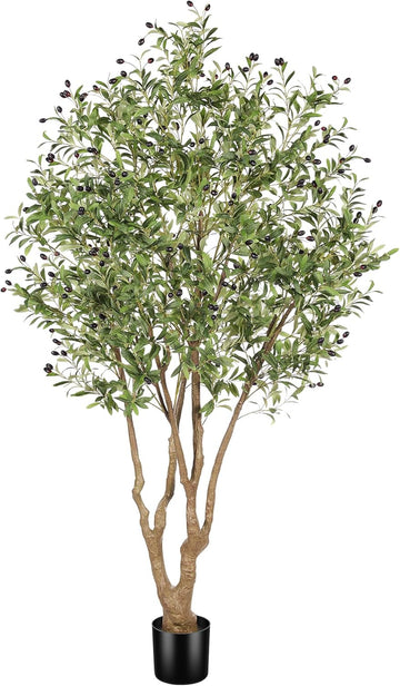 Faux Olive Tree 7ft with Large Branches and Realistic Fruits