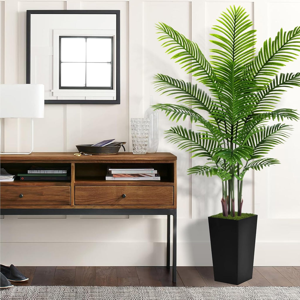 Artificial Plant 6FT Fake Palm Tree with Black Tall Planter