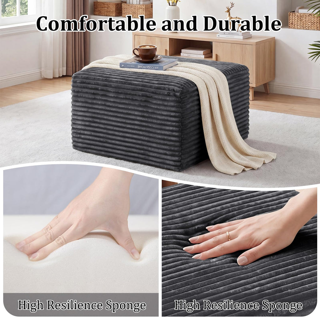 Boneless Ottoman Cloud Foot Rest, Modular Sectional Couch Foot Stool Gray