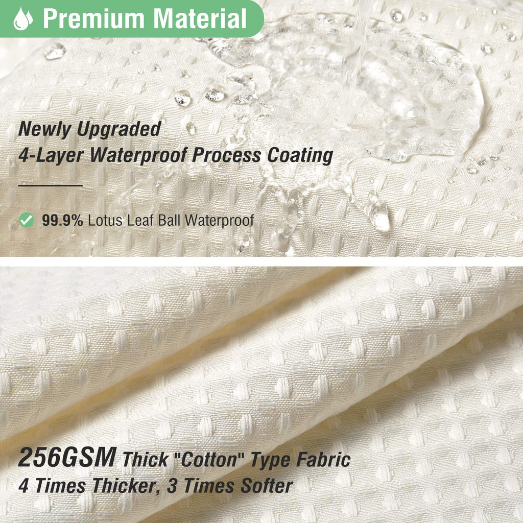 Extra Long Waffle Shower Curtain 256 GSM Fabric 72x84 Cream/Ivory