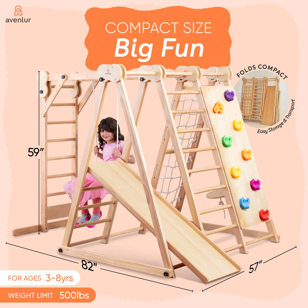 Chestnut 8-in-1 Foldable Jungle Gym, Indoor Playground