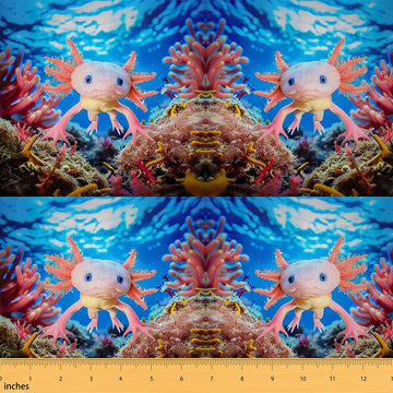 Cute Axolotl Fabric By The Yard Decorative Soft