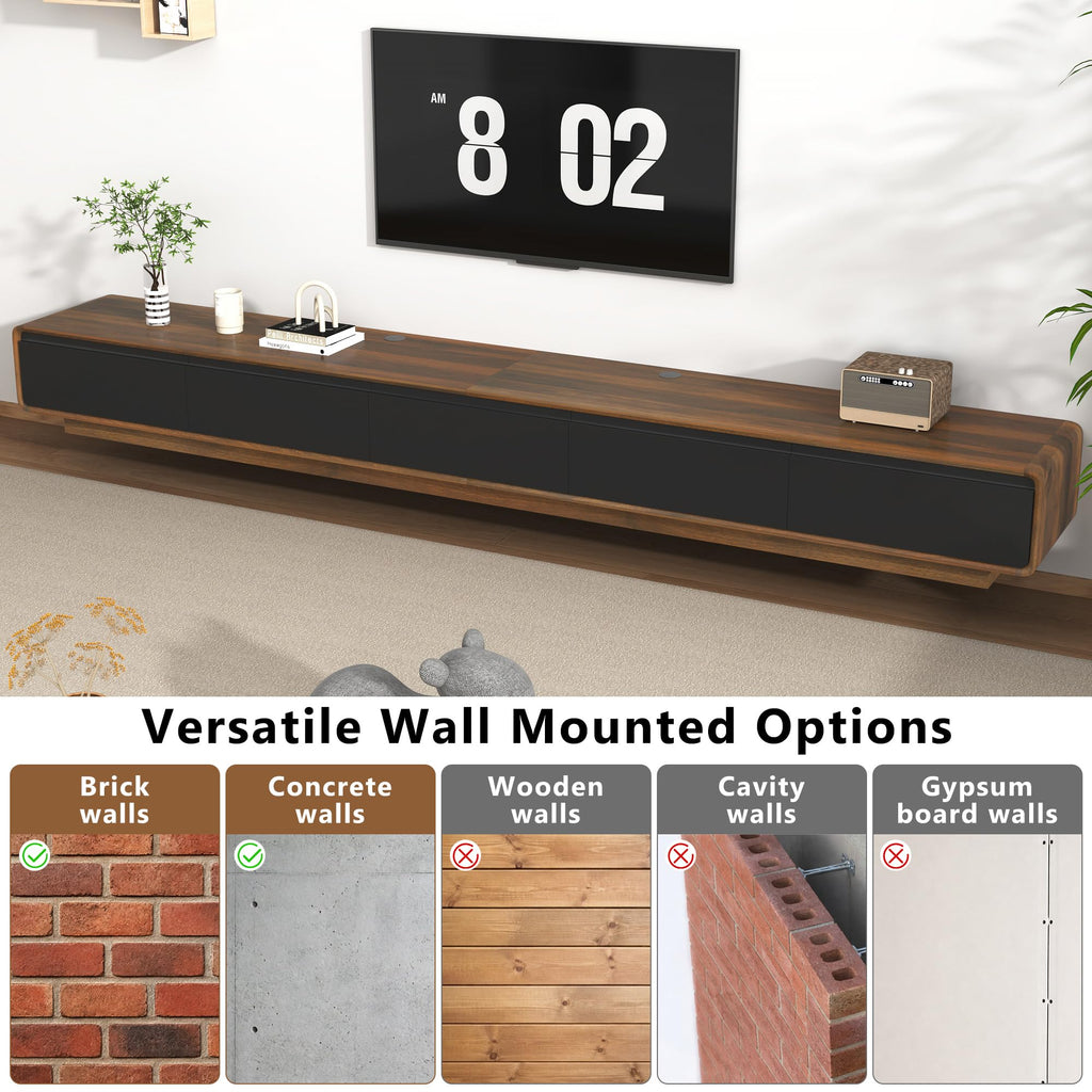 Minimalist Floating TV Stand for TVs up to 100 Inches, Modern Wall Mounted Media Console with 2 Drawers
