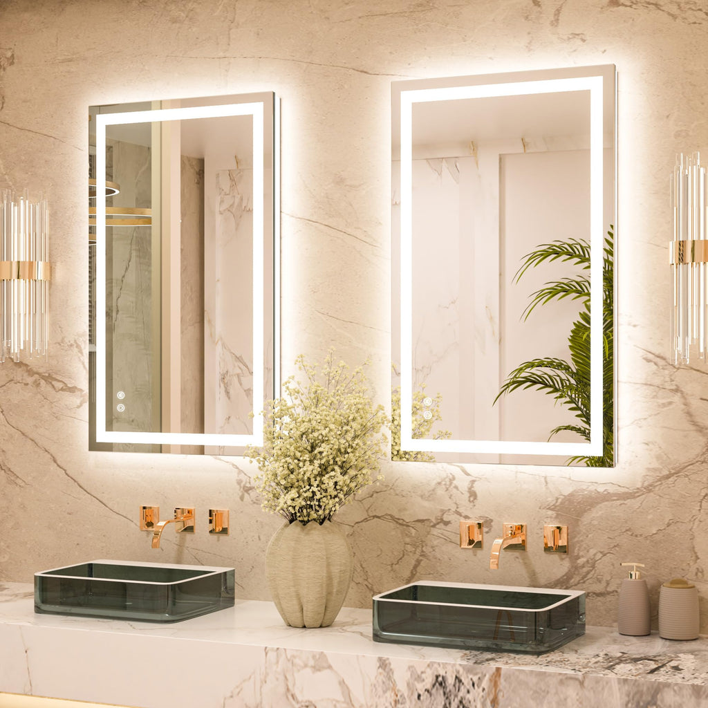 40x24 Inch LED Bathroom Mirror with Lights, Frontlit & Backlit