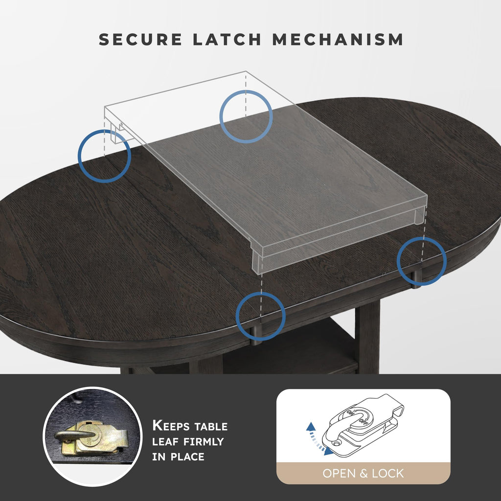 Meyer 5 Piece Counter Height Dining Table Set, Extendable Counter Height Dining Room Set for 4, Including 1 Round