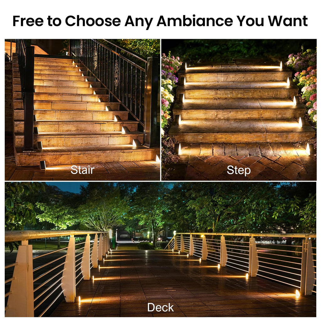 6 Pack Solar Step Lights Outdoor Waterproof, Solar Stair Lights,Gray