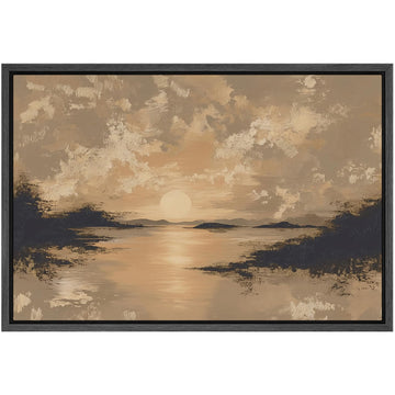 Framed Canvas Print Wall Art Sunset Ocean View